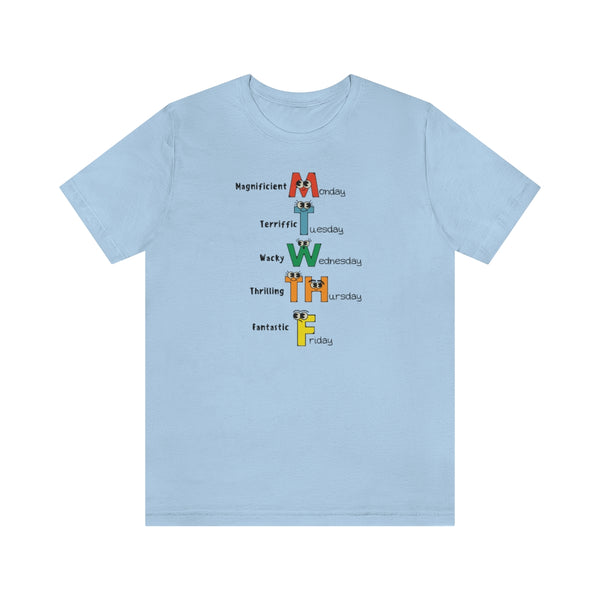 School Days Of The Week Character T-Shirt