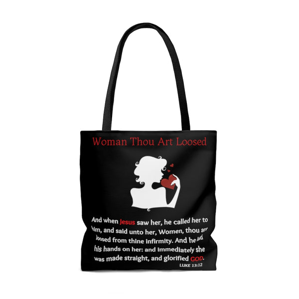 Woman Thou Art Loosed Luke 13:12 Scripture Tote Bag